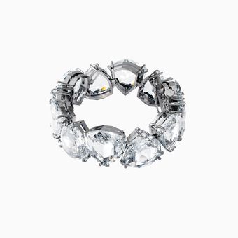 Millenia bracelet, Triangle cut crystals, White, Rhodium plated